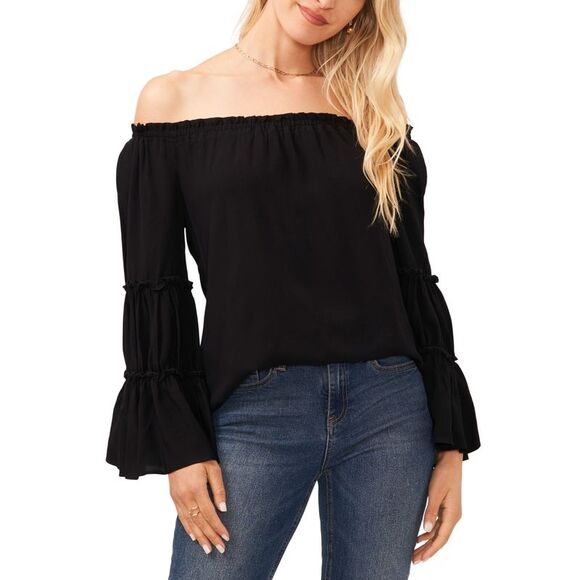 Women's Off-the-Shoulder Bell-Sleeve Top - Picture 1 of 1